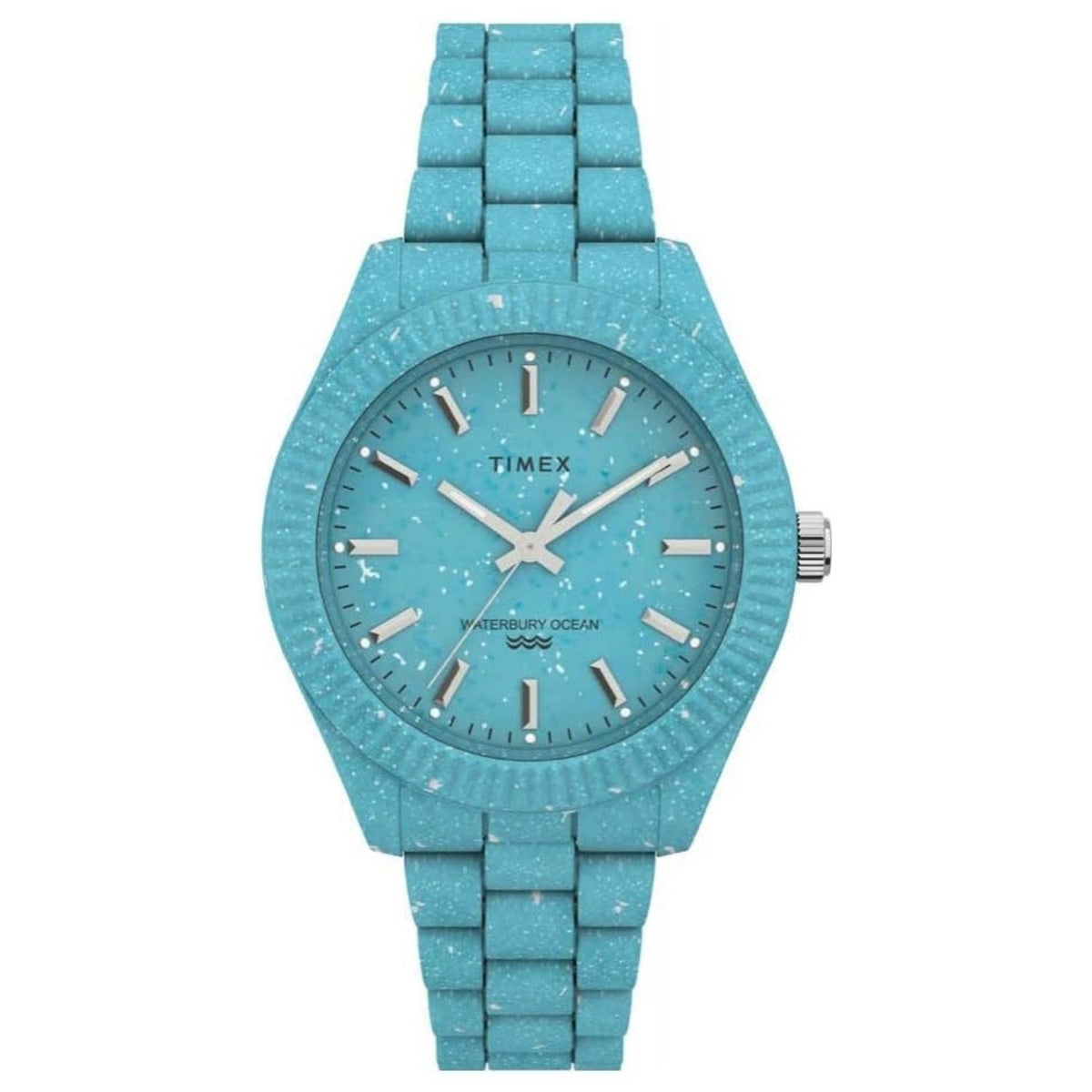 Timex women's classic watch turquoise speckled blue Waterbury Ocean with metal link bracelet on Tampa Home & Garden Store