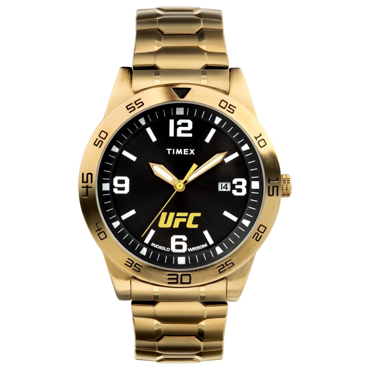 Timex New Arrivals Men's Classic gold-tone watch with black dial UFC branding date window on Tampa Home & Garden Store