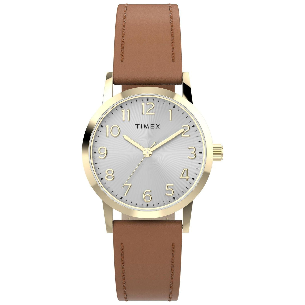 Timex women's Main Street watch with gold-tone case and brown leather strap on Tampa Home & Garden Store