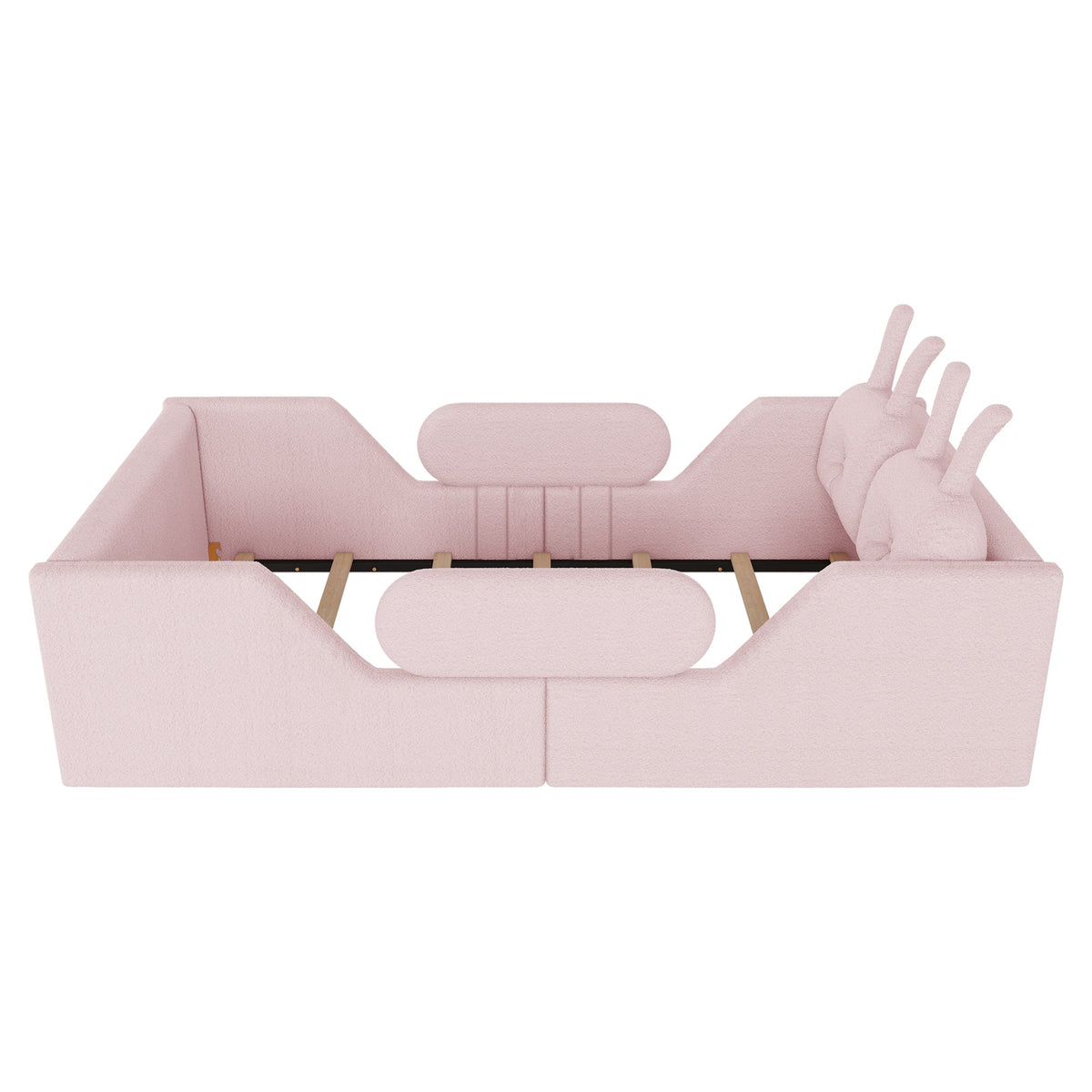 Twin size pink upholstered platform bed with rabbit cushion HouseOfZazla on Tampa Home & Garden Store