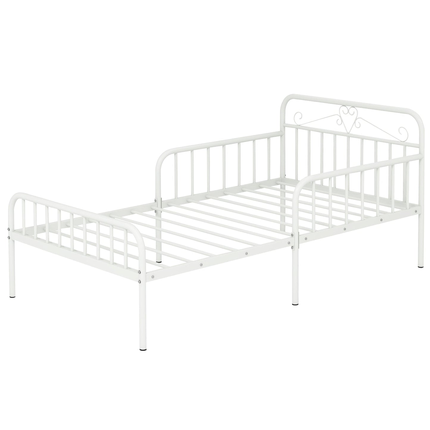 Estructura de cama individual con cabecero y barandillas de seguridad - Dorada