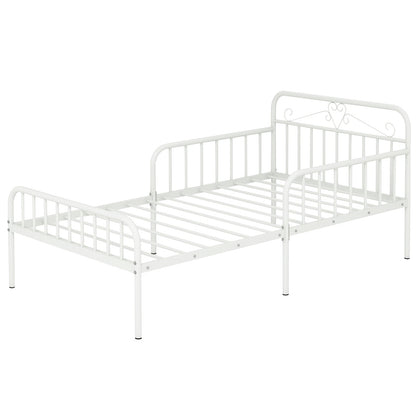 Estructura de cama individual con cabecero y barandillas de seguridad - Dorada