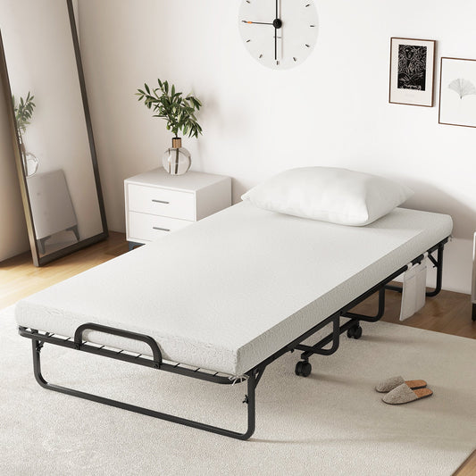 Twin Size Rollaway Guest Folding Bed with Pillow and Cover - Tampa Home & Garden Store