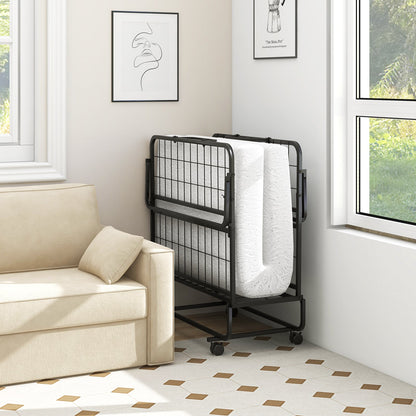 Cama Plegable con Ruedas Tamaño Twin para Huéspedes con Almohada y Funda