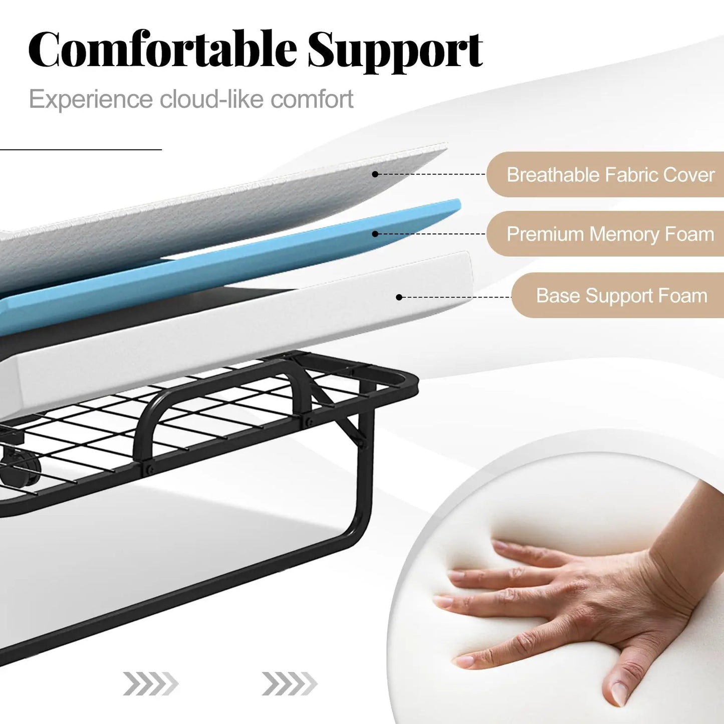 Folding Guest Bed with Memory Foam Mattress