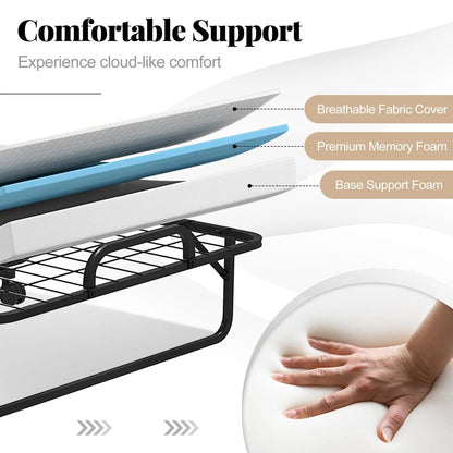 Folding Guest Bed with Memory Foam Mattress