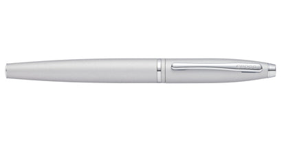 Calais Satin Chrome Rollerball Pen by A.T. Cross, silver metal body with CROSS clip on Tampa Home & Garden Store
