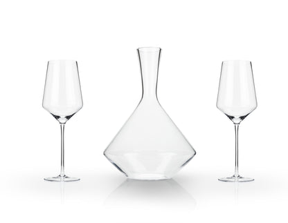 Raye Angled Crystal Wine Glass and Decanter Set