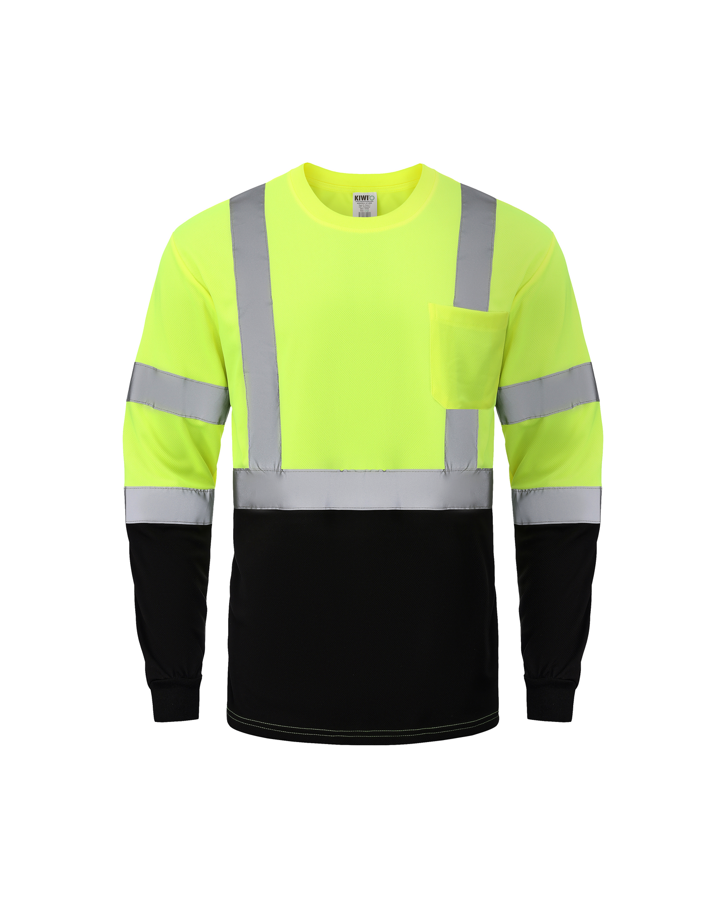 Kiwi High Visibility ANSI/ISEA 107-2020, Type R, Class 3 Two Tone Neon Long Sleeve Safety Shirt [73100]