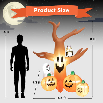 8 ft DirectDeals Halloween Inflatable Dead Tree with LED Lights, orange jack-o'-lantern pumpkins on Tampa Home & Garden Store