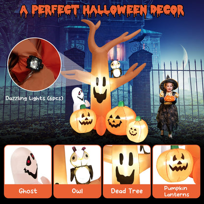 DirectDeals 8 ft Halloween inflatable dead tree with 6 LED lights, orange tree with pumpkin face on Tampa Home & Garden Store