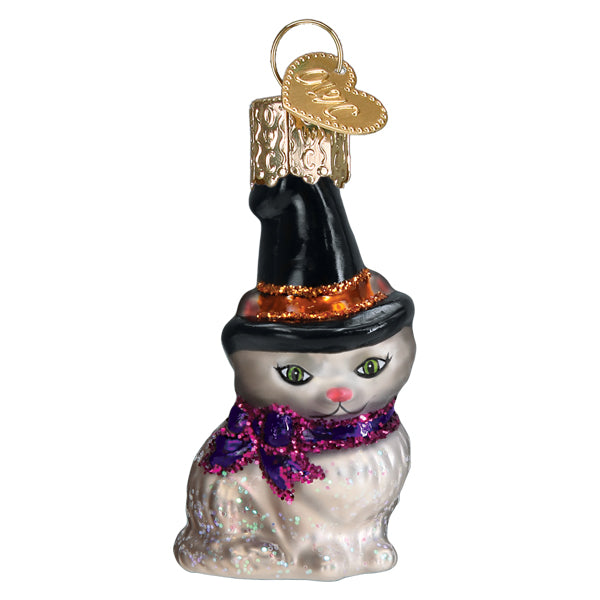 Adorno de cristal con forma de mini gato brujo de gomitas