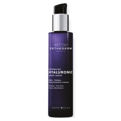 Esthederm Intensive Hyaluronic Serum bottle, purple glass with silver pump, 30ml facial serum on Tampa Home & Garden Store