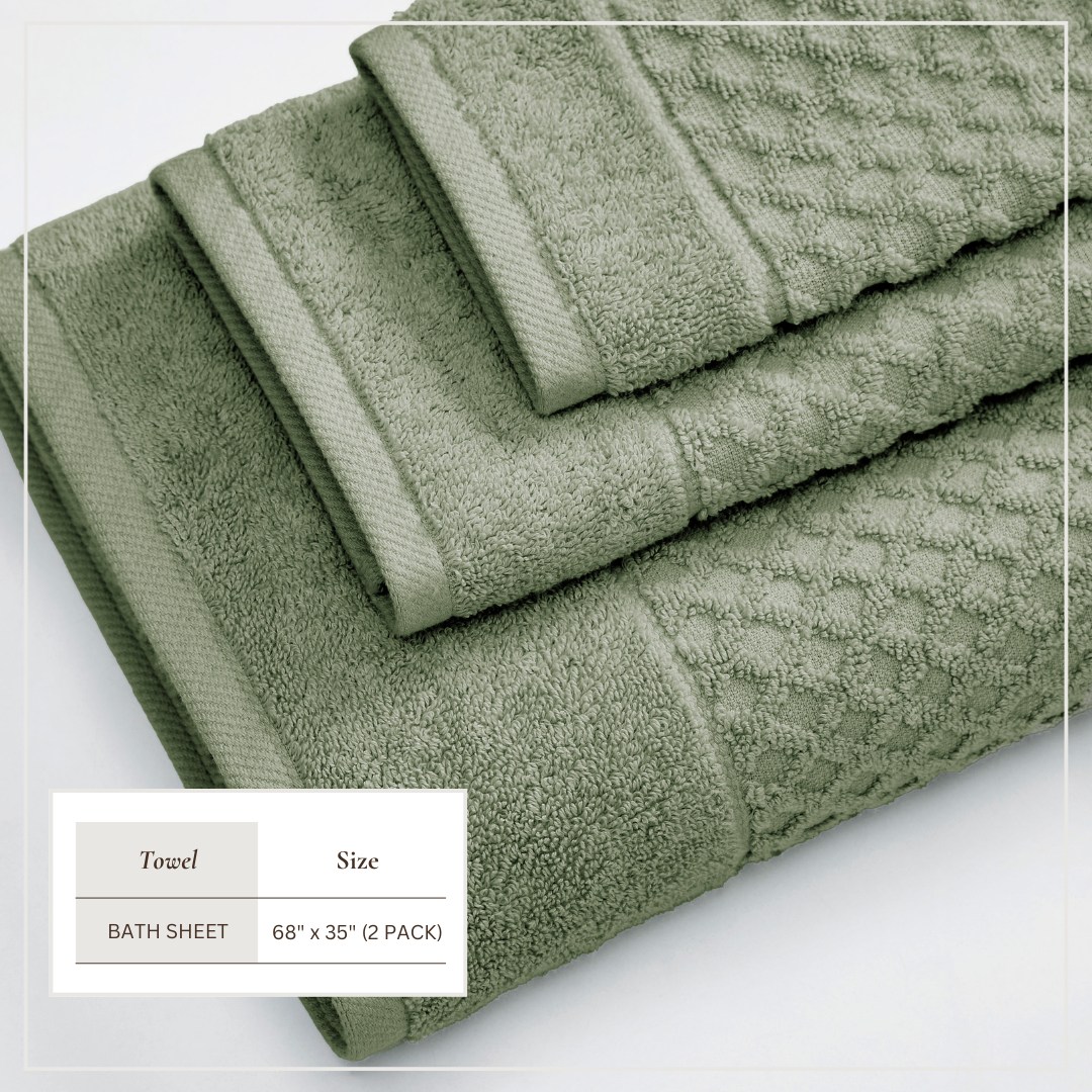 Cotton Diamond Waffle Weave Bath Towel Set