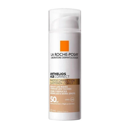La Roche-Posay Anthelios Age Correct Daily Tinted Cream SPF50+ foundation bottle with orange logo on Tampa Home & Garden Store
