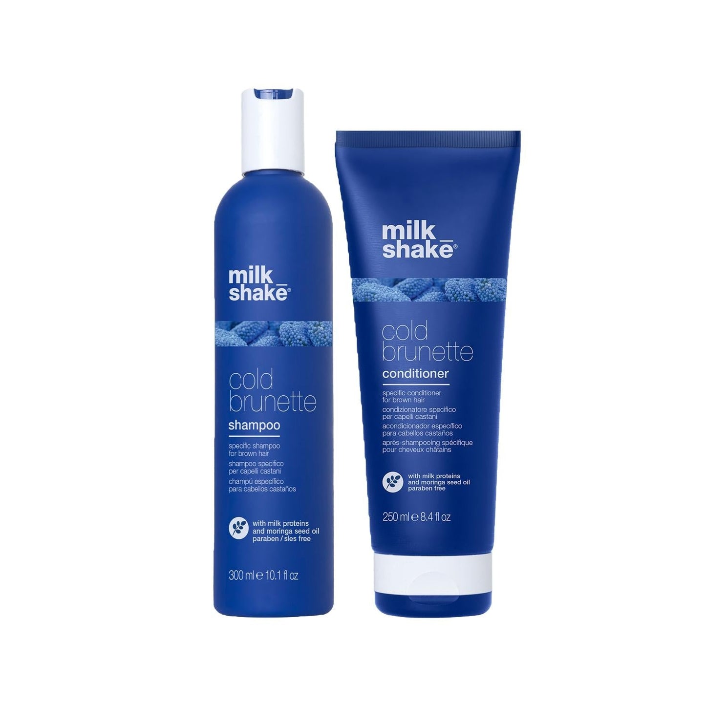 milk_shake Cold Brunette shampoo & conditioner in blue bottles for brown hair by Beauty Care Bag on Tampa Home & Garden Store