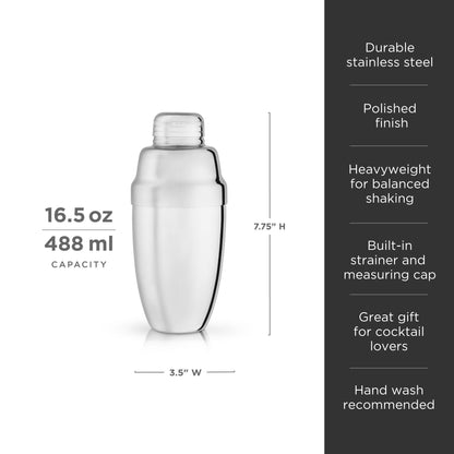 Viski Harrison Heavyweight Cocktail Shaker stainless steel 16.5 oz capacity on Tampa Home & Garden Store
