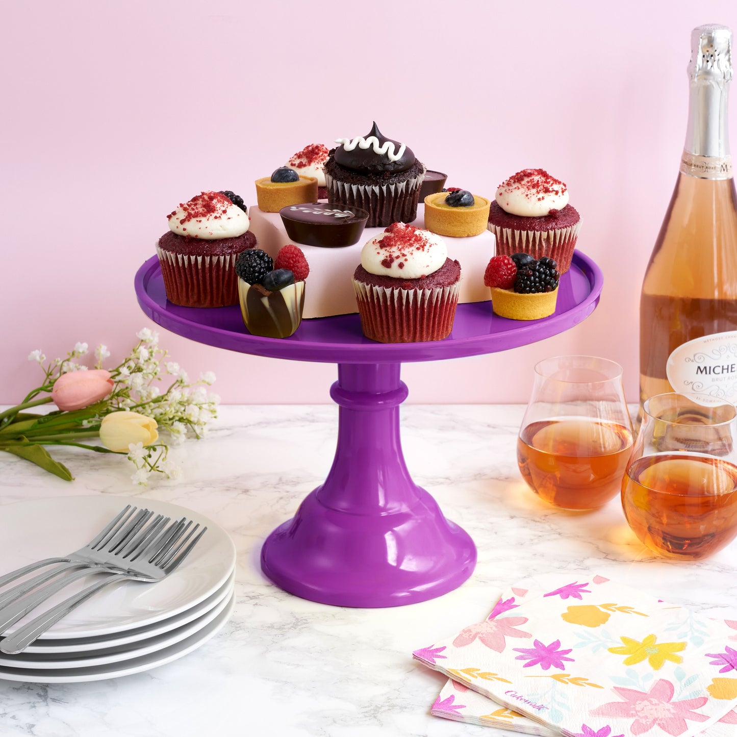 Vibrant Fuchsia Melamine Cake Stand for the Party