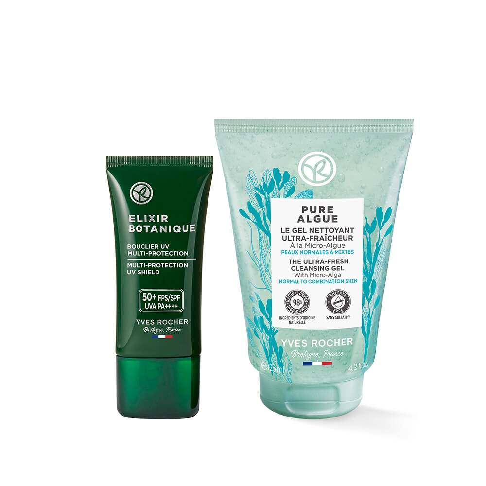 Elixir Botanique UV cream and Pure Algue cleansing gel by Yves Rocher dark green and turquoise on Tampa Home & Garden Store