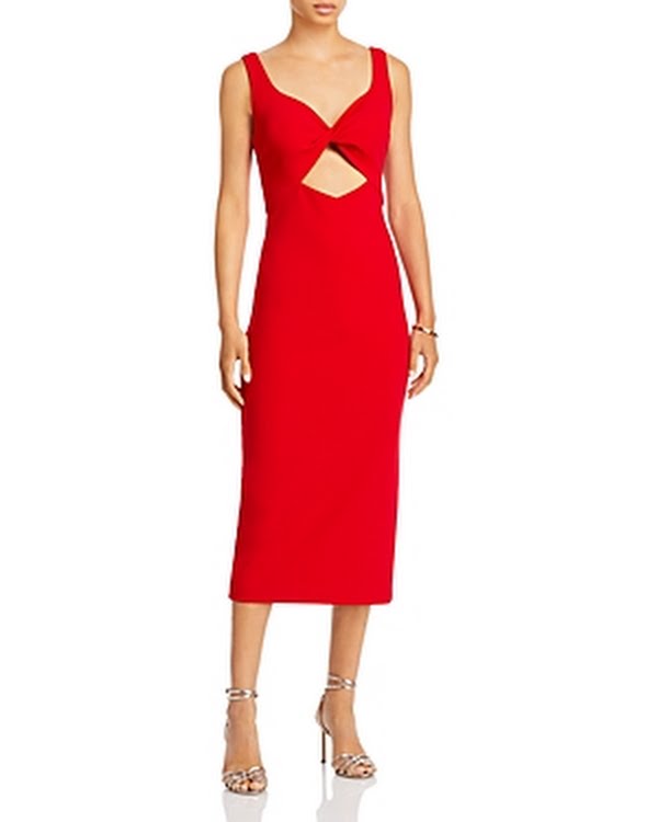 Aqua Stunning Cutout Midi Dress red by Vanessa Jane new with tags, sleeveless front cutout on Tampa Home & Garden Store