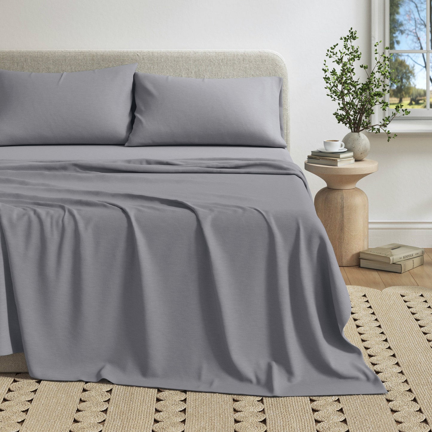 Heathered Jersey and Cotton Blend Bed Sheets