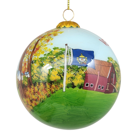 Hand Painted Glass Globe Ornament - Vermont Collage - Tampa Home & Garden Store