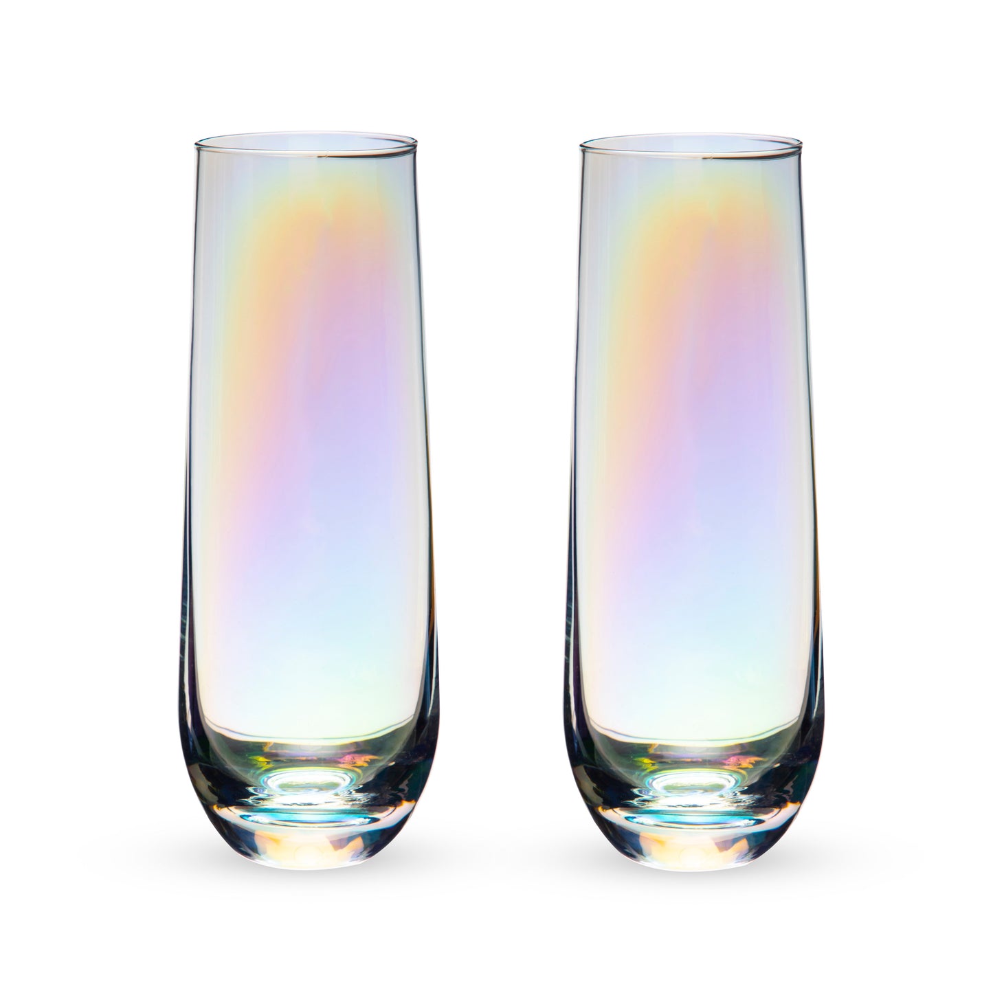 Set of 2 Iridescent Stemless Champagne Flutes