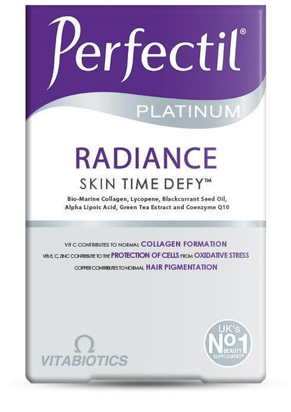 Perfectil Platinum Radiance dietary supplement box by Vitabiotics, purple and white packaging on Tampa Home & Garden Store