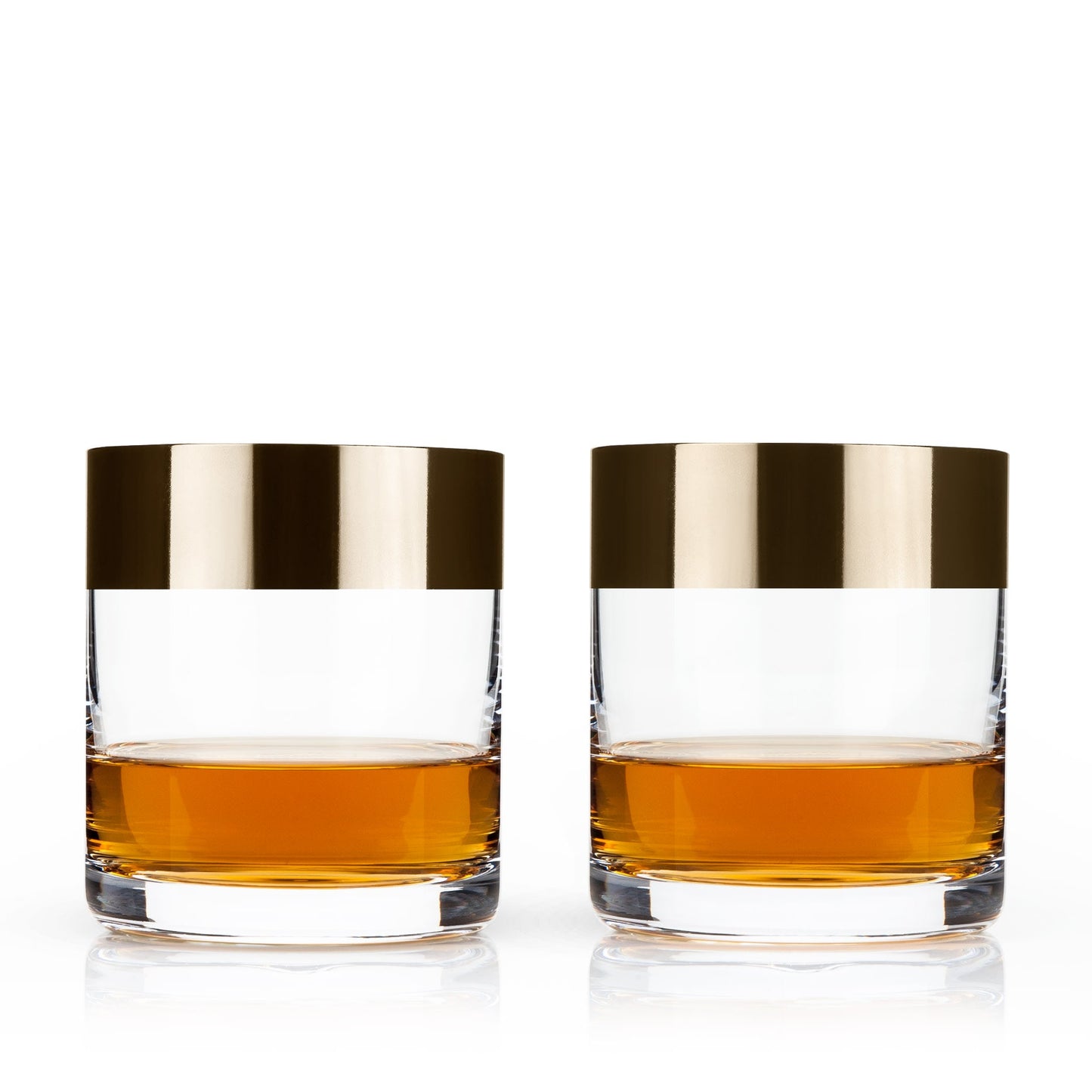 Irving Bronze Rimmed Crystal Tumblers Set of 2