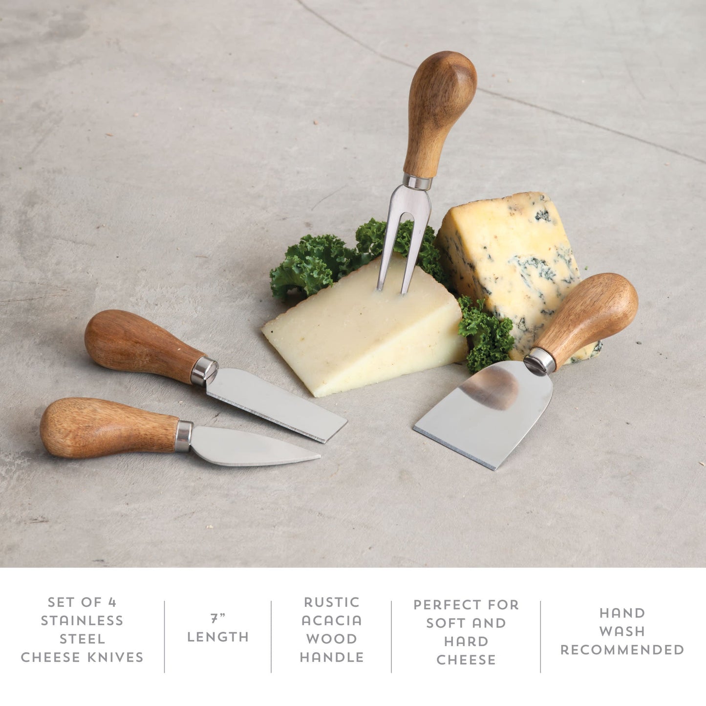 Gourmet Cheese Knife Set and Four Wood Handles