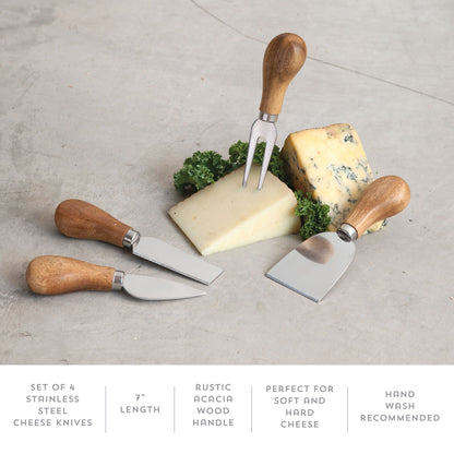 Gourmet Cheese Knife Set and Four Wood Handles