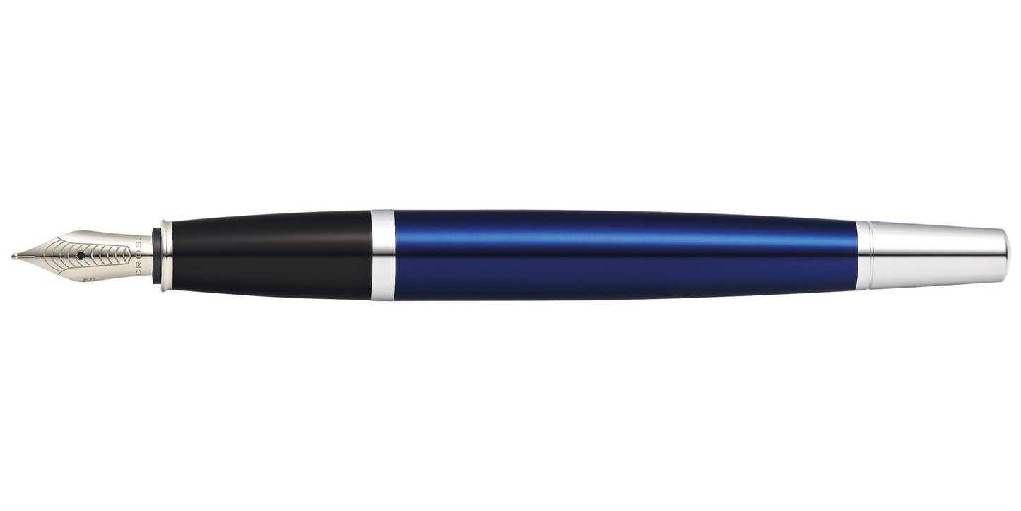 Bailey blue lacquer fountain pen with stainless steel accents and medium nib by Cross on Tampa Home & Garden Store