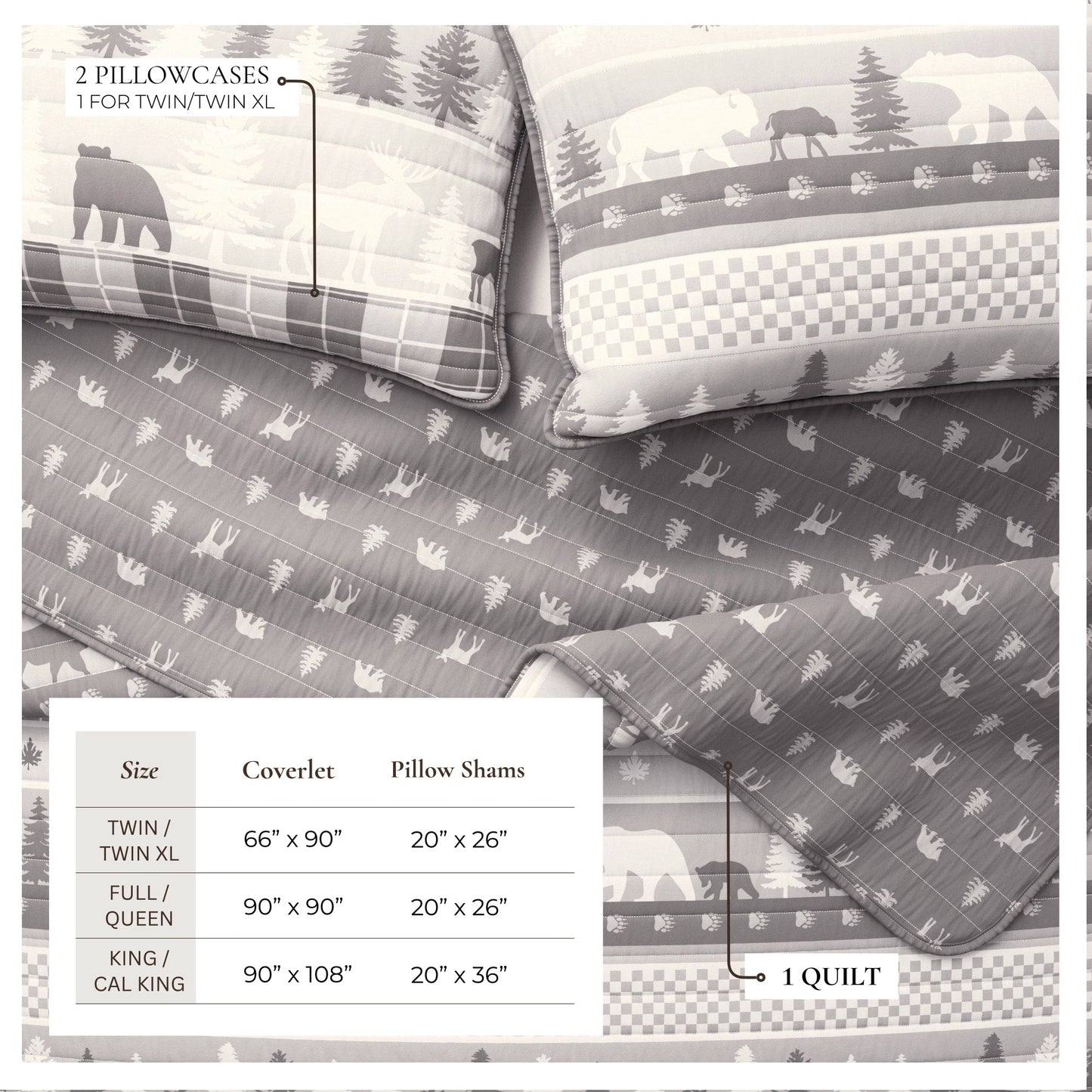 Rustic Woodland and Plaid Quilt Set for Bedroom