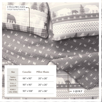 Rustic Woodland and Plaid Quilt Set for Bedroom