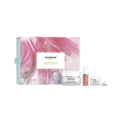 Darphin Radiant Journey skincare set with pink box, blue edge and three containers on Tampa Home & Garden Store