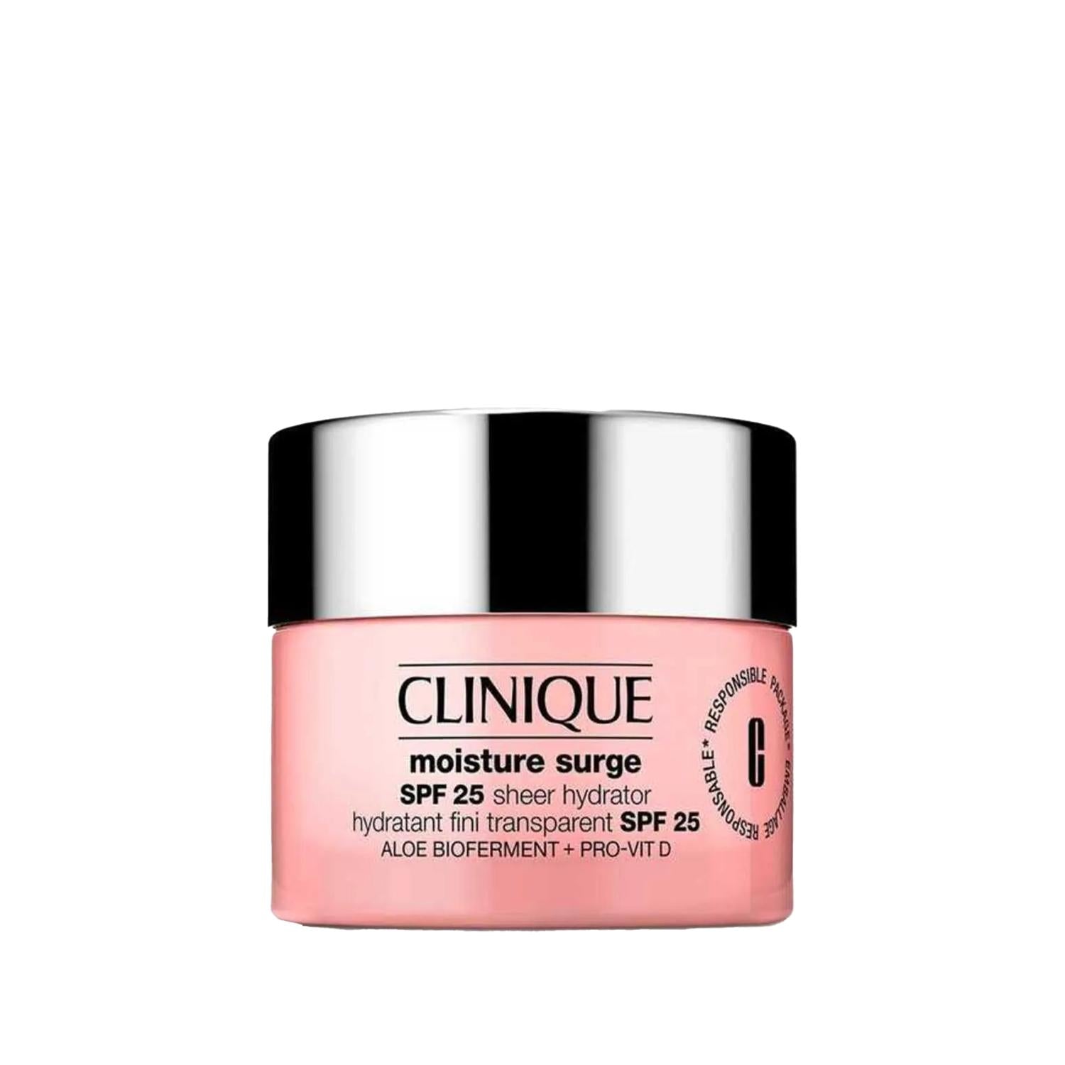 Clinique Moisture Surge SPF25 hydrating face cream in pink jar with silver cap on Tampa Home & Garden Store