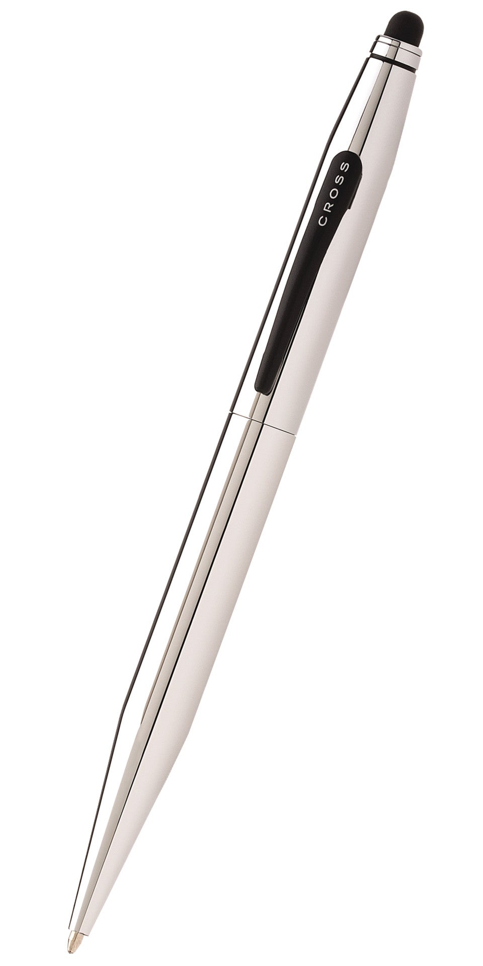 Tech2 Chrome dual-function ballpoint pen by A.T. Cross; silver chrome body with black clip on Tampa Home & Garden Store
