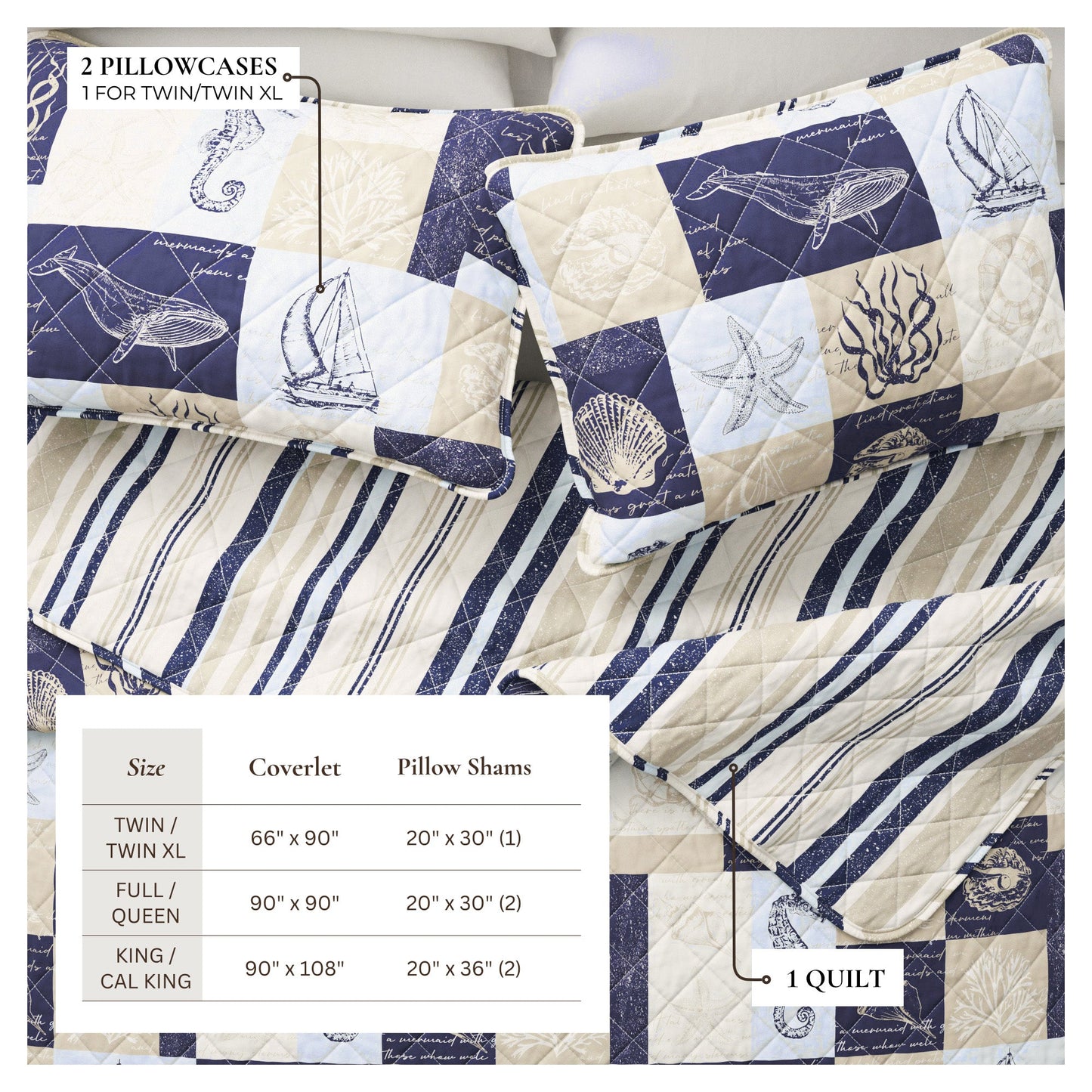 Caspian and Coastal Soft Patchwork Quilt Set