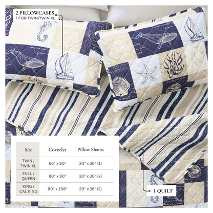 Caspian and Coastal Soft Patchwork Quilt Set