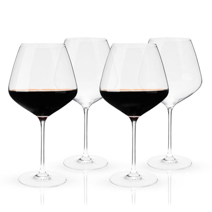 Inez Crystal Burgundy Wine Glasses Set of Four