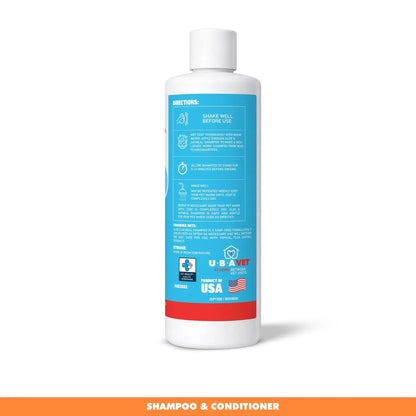 UBAVET Aloe & Oatmeal Shampoo bottle for dogs & cats, white bottle with blue label, 16.9 oz on Tampa Home & Garden Store