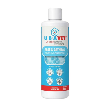 UBAVET Aloe & Oatmeal Shampoo for dogs & cats, white bottle with blue label, cleanser on Tampa Home & Garden Store