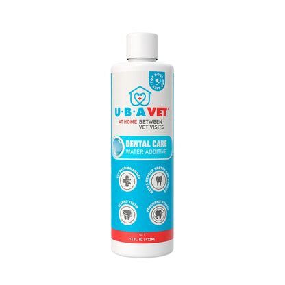 Aditivo para el agua UBAVET Dental Care para perros y gatos: Solución para la salud bucal sin olor ni sabor (473 ml)
