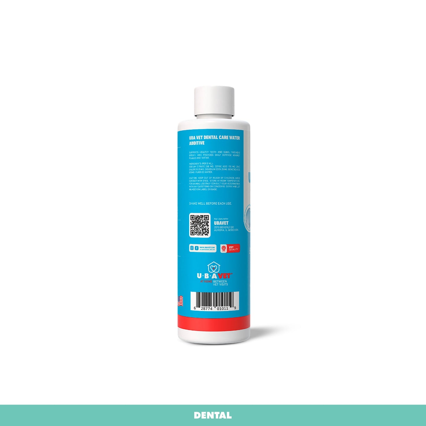 Aditivo para el agua UBAVET Dental Care para perros y gatos: Solución para la salud bucal sin olor ni sabor (473 ml)