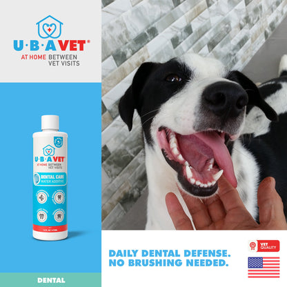 Aditivo para el agua UBAVET Dental Care para perros y gatos: Solución para la salud bucal sin olor ni sabor (473 ml)