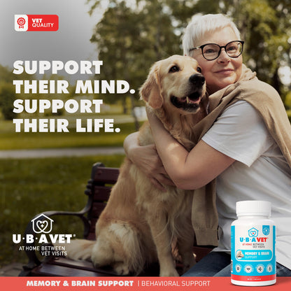 UBAVET - Apoyo para la memoria y el cerebro de perros mayores - 90 unidades - Suplemento para la salud cognitiva