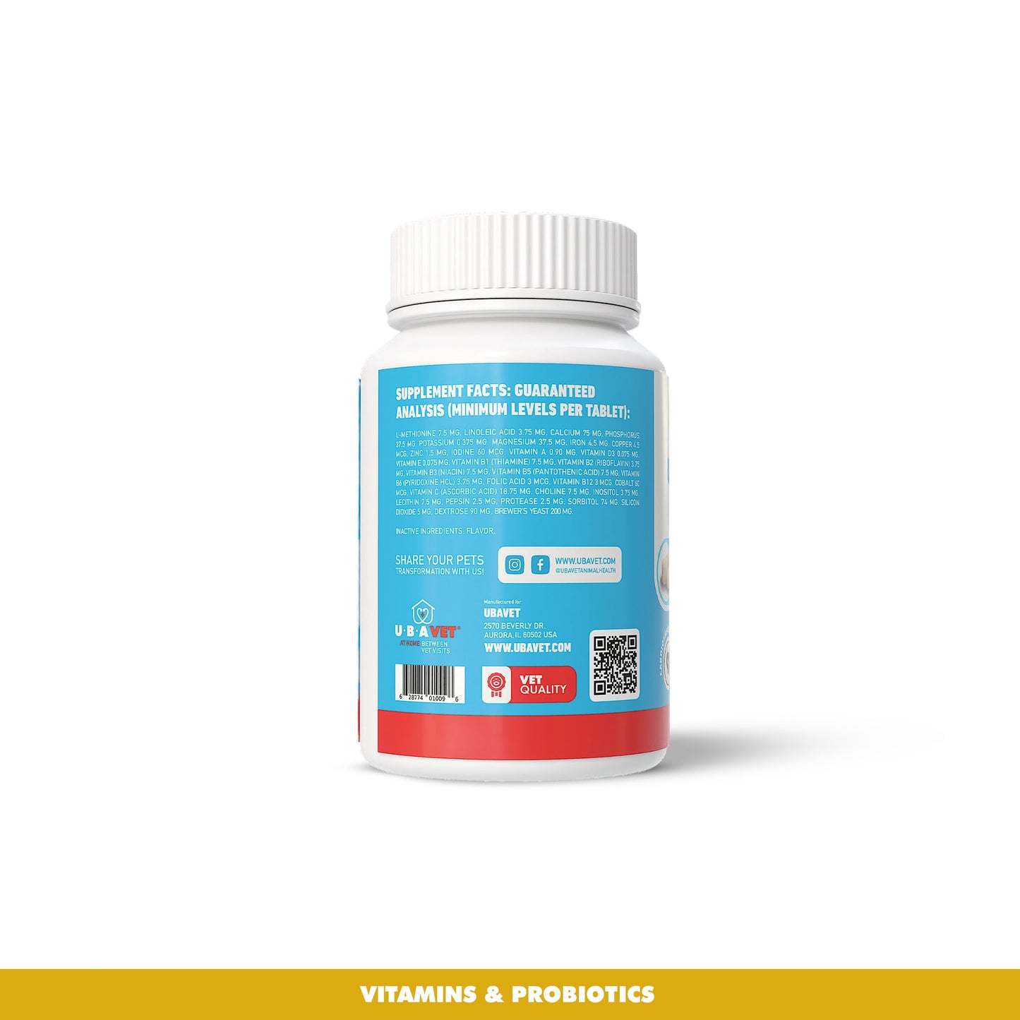 UBAVET - Comprimidos multivitamínicos y minerales diarios para perros (90 comprimidos)