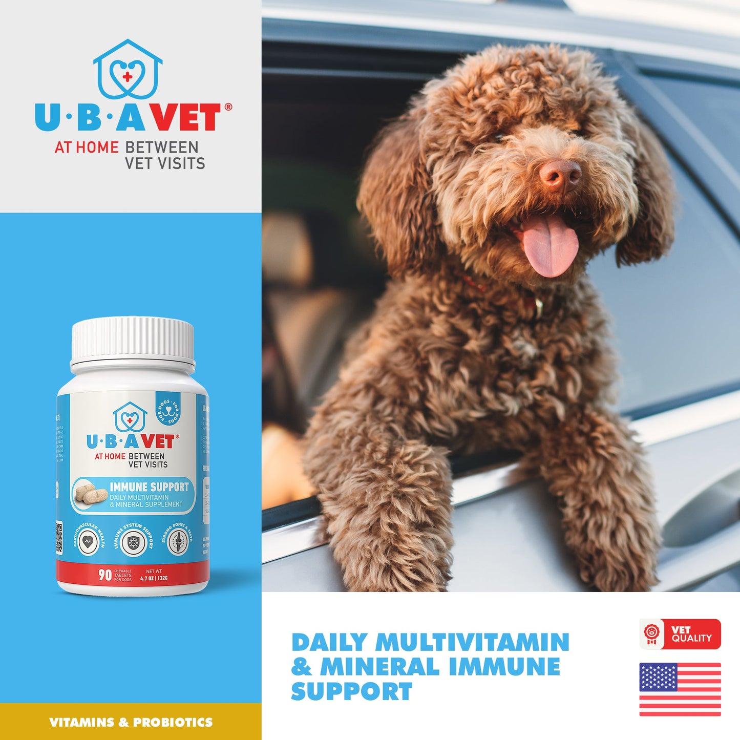 UBAVET - Comprimidos multivitamínicos y minerales diarios para perros (90 comprimidos)