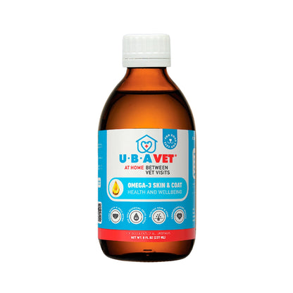 UBAVET Omega-3 Líquido para la salud y el bienestar de la piel y el pelaje de perros y gatos – 8 fl oz / 237 ml