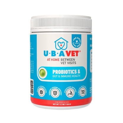 Probióticos UBAVET y apoyo para la salud intestinal e inmunitaria de perros y gatos – Polvo de 150 g